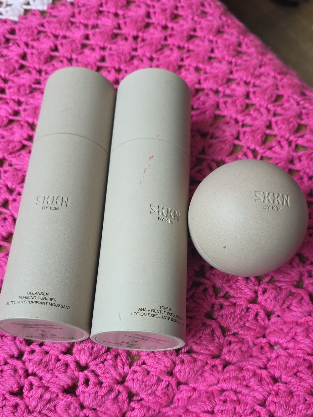 SKKN BY KIM Beige Skincare Set - Cleanser, Toner & Face Cream